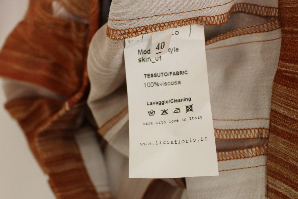 Licia Florio Orange-Brauner Schicker Rock bis zum Knie