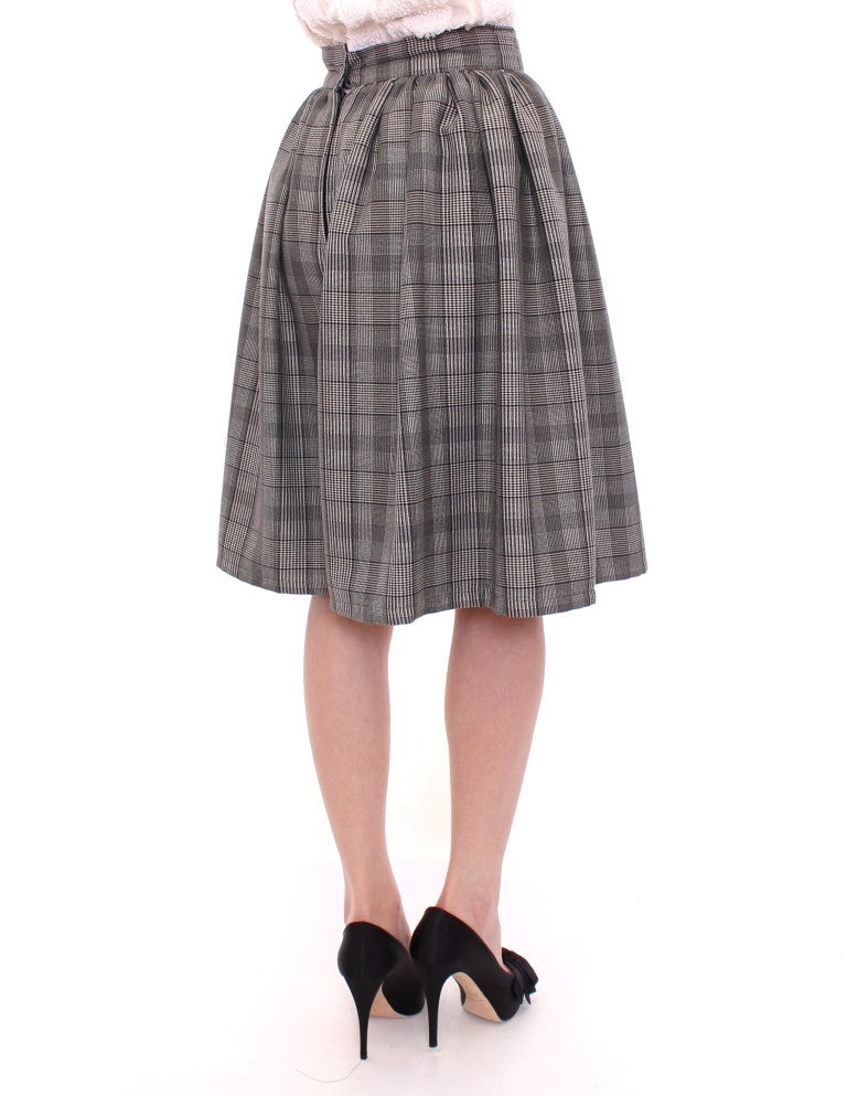 NOEMI ALEMÁN Eleganter grau karierter Shortsrock aus Wolle