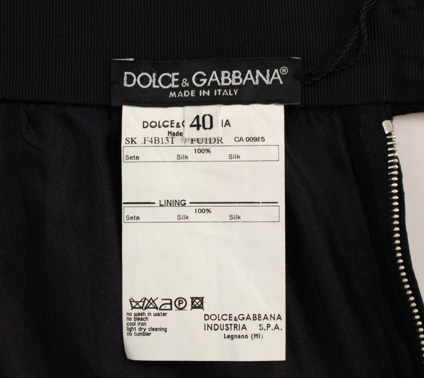 Dolce &amp; Gabbana Eleganter schwarzer Seidenrock für den Abend