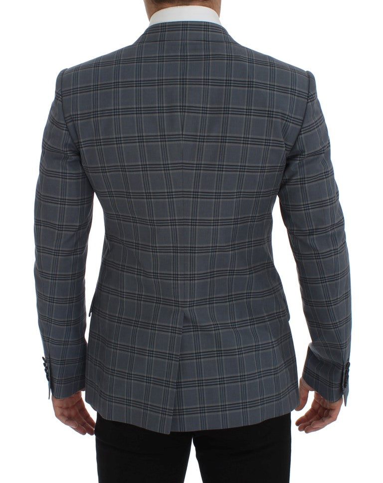 Dolce &amp; Gabbana Eleganter blau karierter Slim Fit Blazer