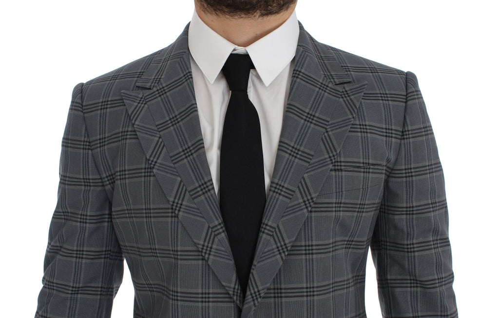 Dolce &amp; Gabbana Eleganter blau karierter Slim Fit Blazer