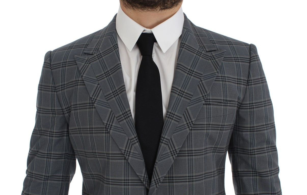 Dolce &amp; Gabbana Eleganter blau karierter Slim Fit Blazer