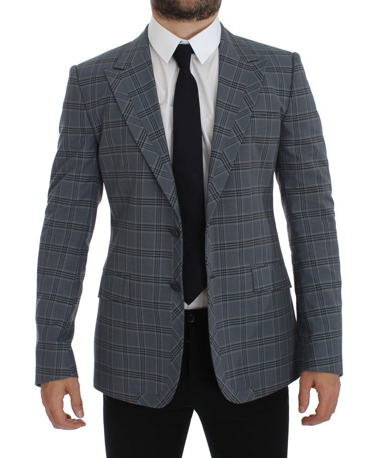 Dolce &amp; Gabbana Eleganter blau karierter Slim Fit Blazer