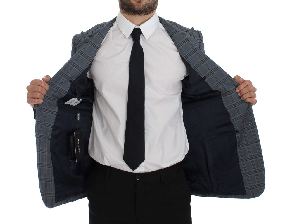 Dolce &amp; Gabbana Eleganter blau karierter Slim Fit Blazer