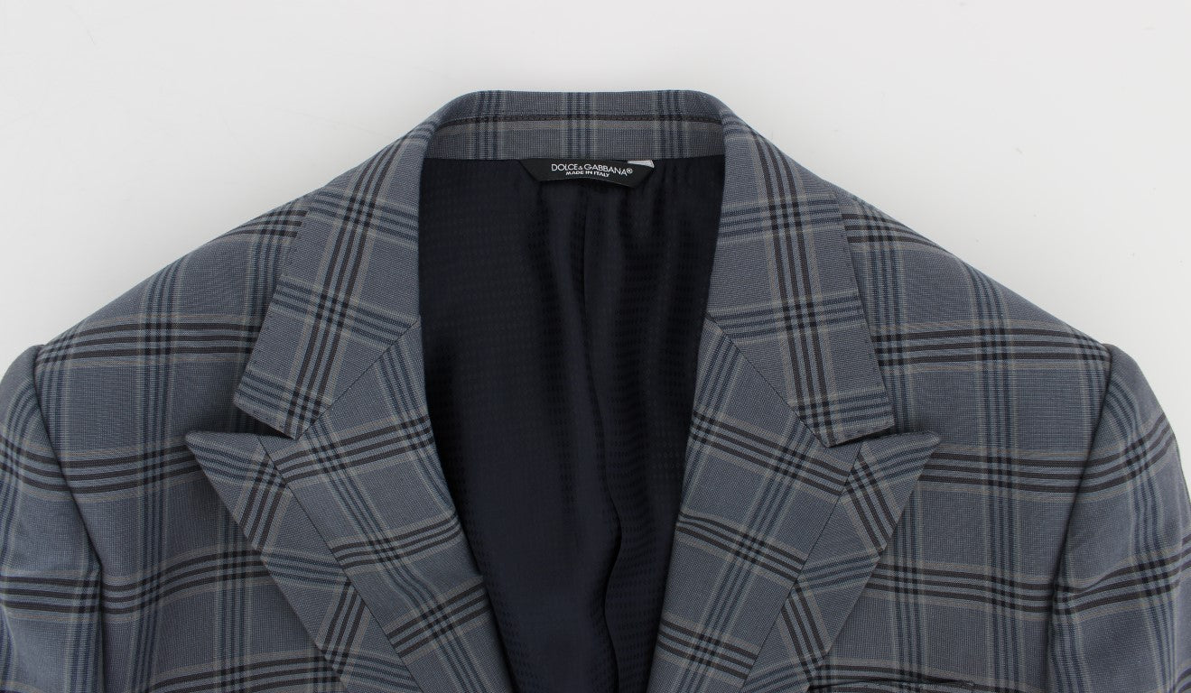 Dolce &amp; Gabbana Eleganter blau karierter Slim Fit Blazer
