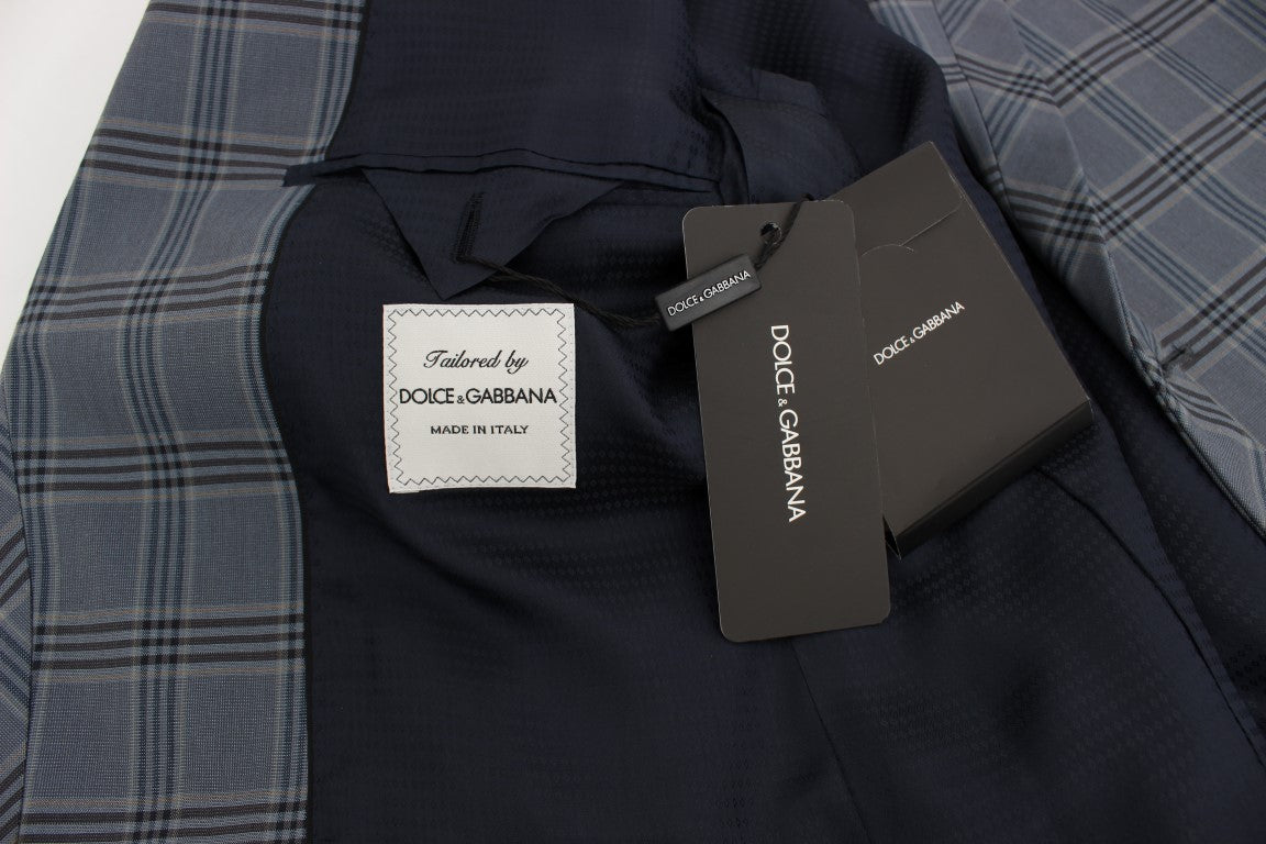 Dolce &amp; Gabbana Eleganter blau karierter Slim Fit Blazer
