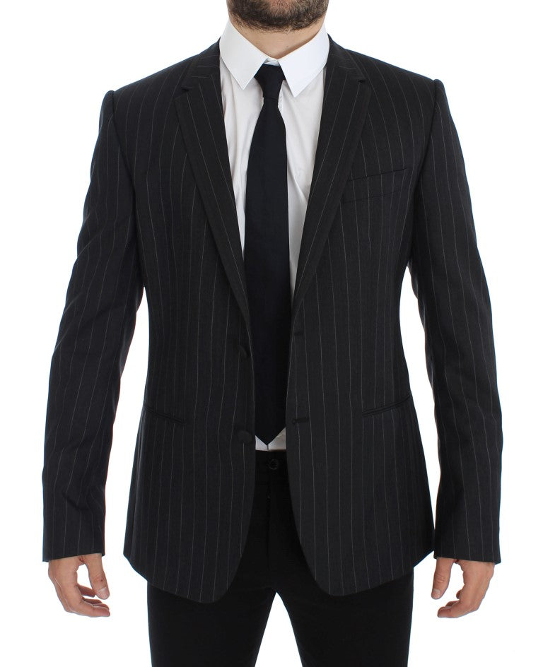 Dolce &amp; Gabbana Schicke grau gestreifte Blazerjacke aus Wolle