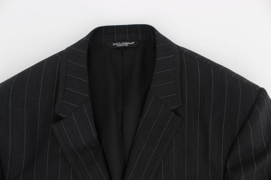 Dolce &amp; Gabbana Schicke grau gestreifte Blazerjacke aus Wolle