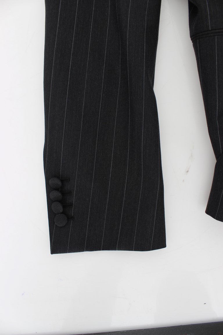 Dolce &amp; Gabbana Schicke grau gestreifte Blazerjacke aus Wolle