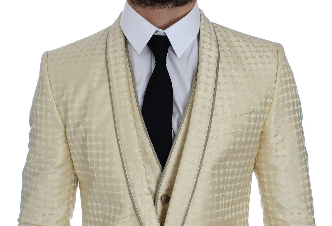 Dolce &amp; Gabbana – Eleganter Blazer und Weste in Beige mit Punkten