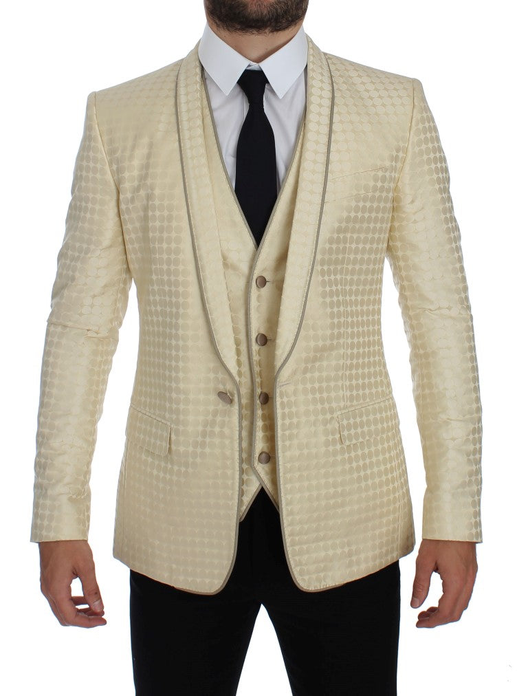 Dolce &amp; Gabbana – Eleganter Blazer und Weste in Beige mit Punkten