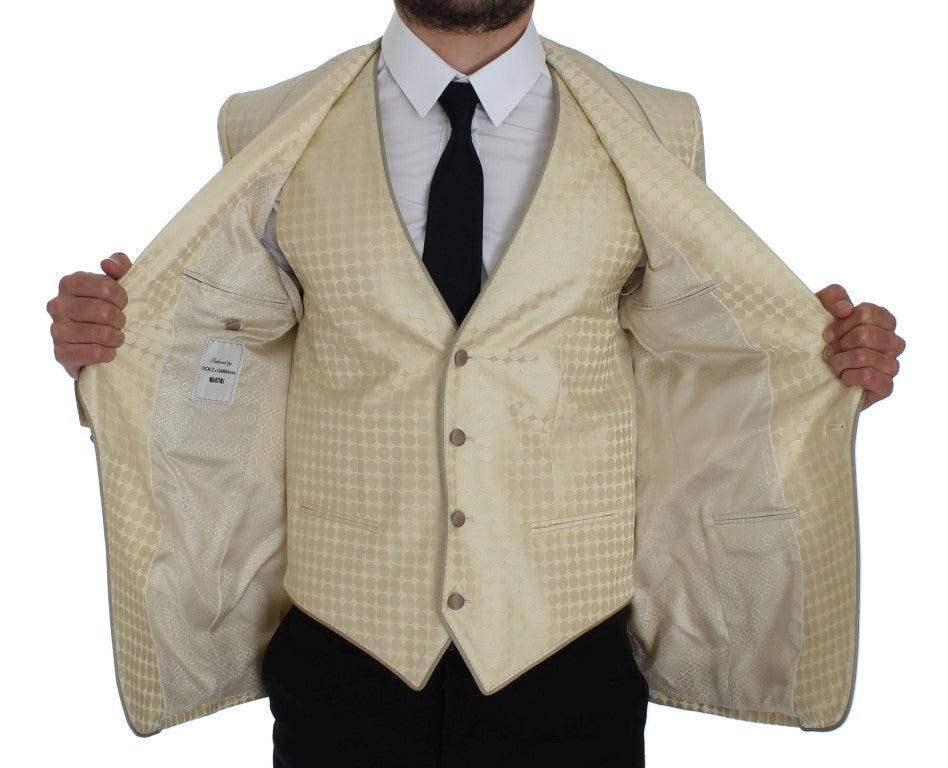 Dolce &amp; Gabbana – Eleganter Blazer und Weste in Beige mit Punkten
