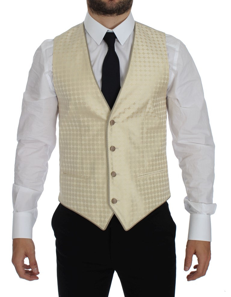 Dolce &amp; Gabbana – Eleganter Blazer und Weste in Beige mit Punkten