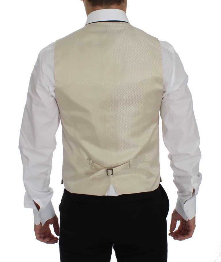 Dolce &amp; Gabbana – Eleganter Blazer und Weste in Beige mit Punkten