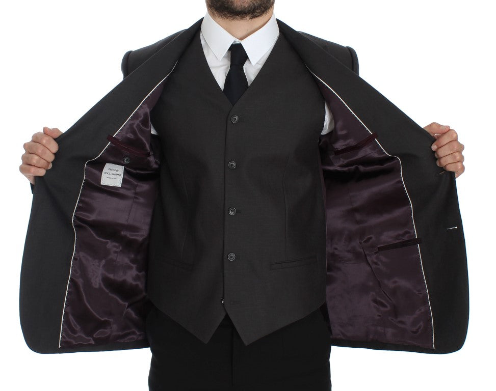 Dolce &amp; Gabbana – Eleganter Slim Fit-Blazer und Weste aus grauem Leinen