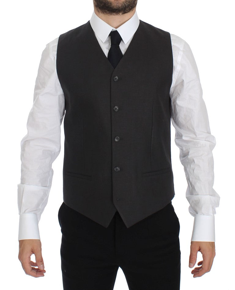 Dolce &amp; Gabbana – Eleganter Slim Fit-Blazer und Weste aus grauem Leinen