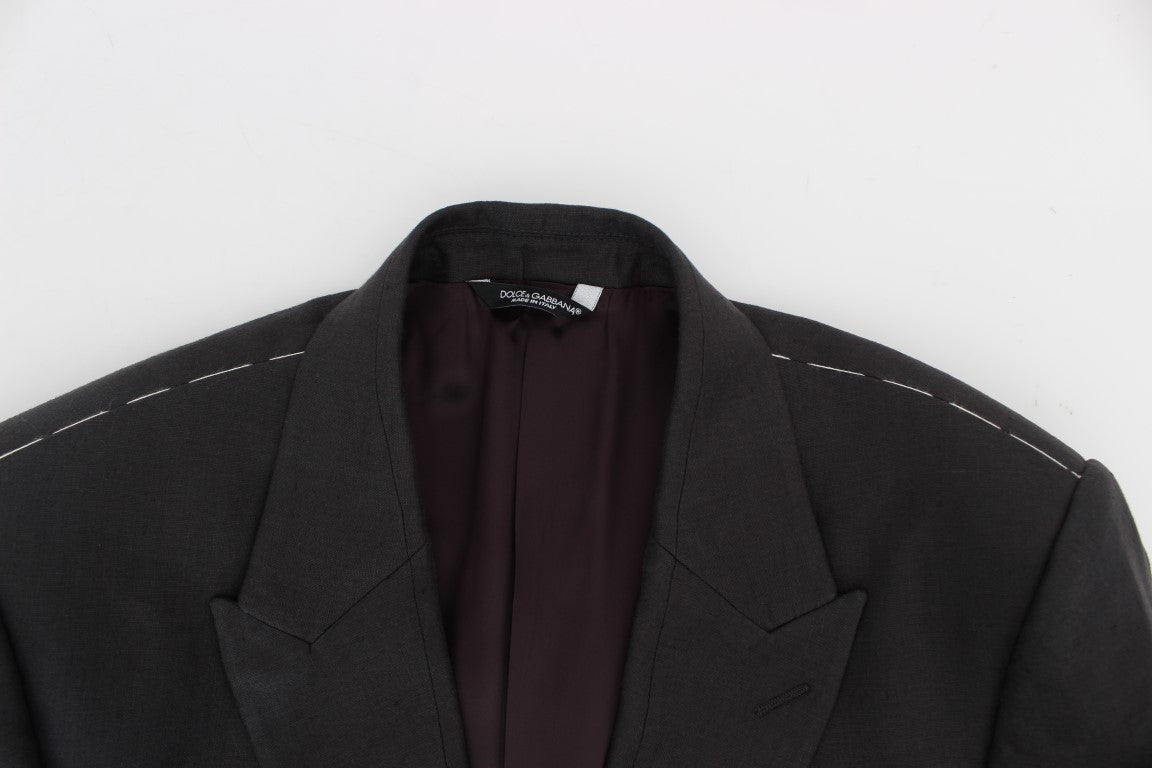 Dolce &amp; Gabbana – Eleganter Slim Fit-Blazer und Weste aus grauem Leinen