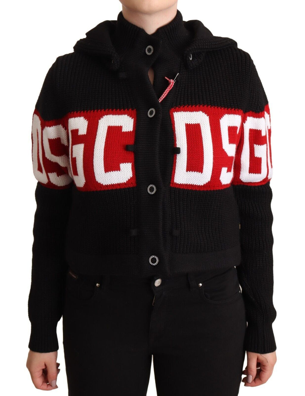 GCDS Schicke schwarze Kaschmir-Strickjacke