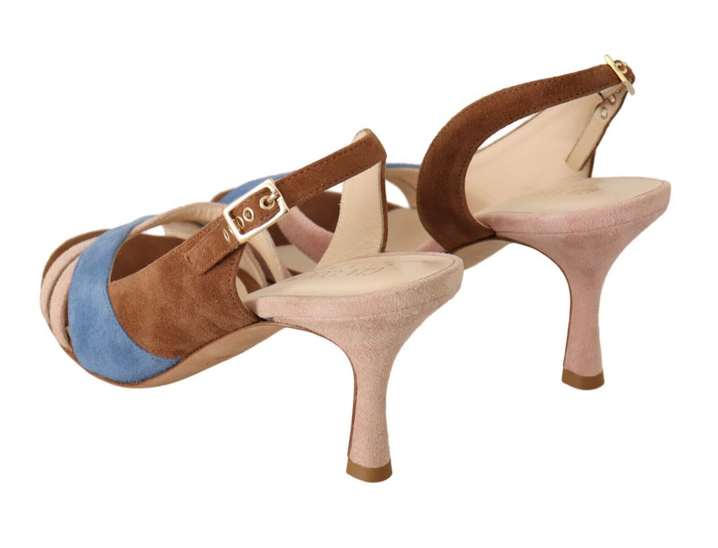 GIA COUTURE Schicke Sandalen mit Slingback-Absatz aus mehrfarbigem Wildleder