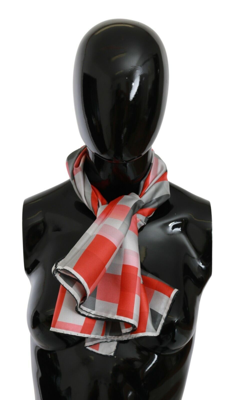 Costume National – Eleganter karierter Seidenschal in Grau und Rot