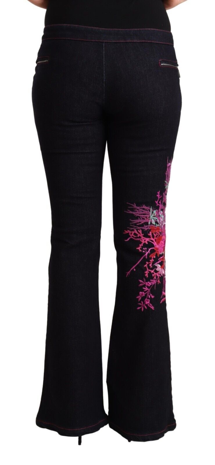 Exte Chic – Schwarze Schlagjeans mit mittlerer Taille