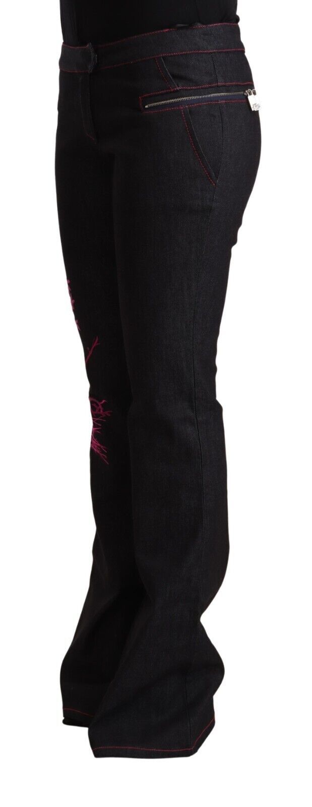 Exte Chic – Schwarze Schlagjeans mit mittlerer Taille