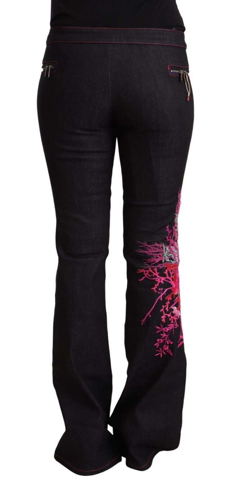Exte Chic – Schwarze Schlagjeans mit mittlerer Taille