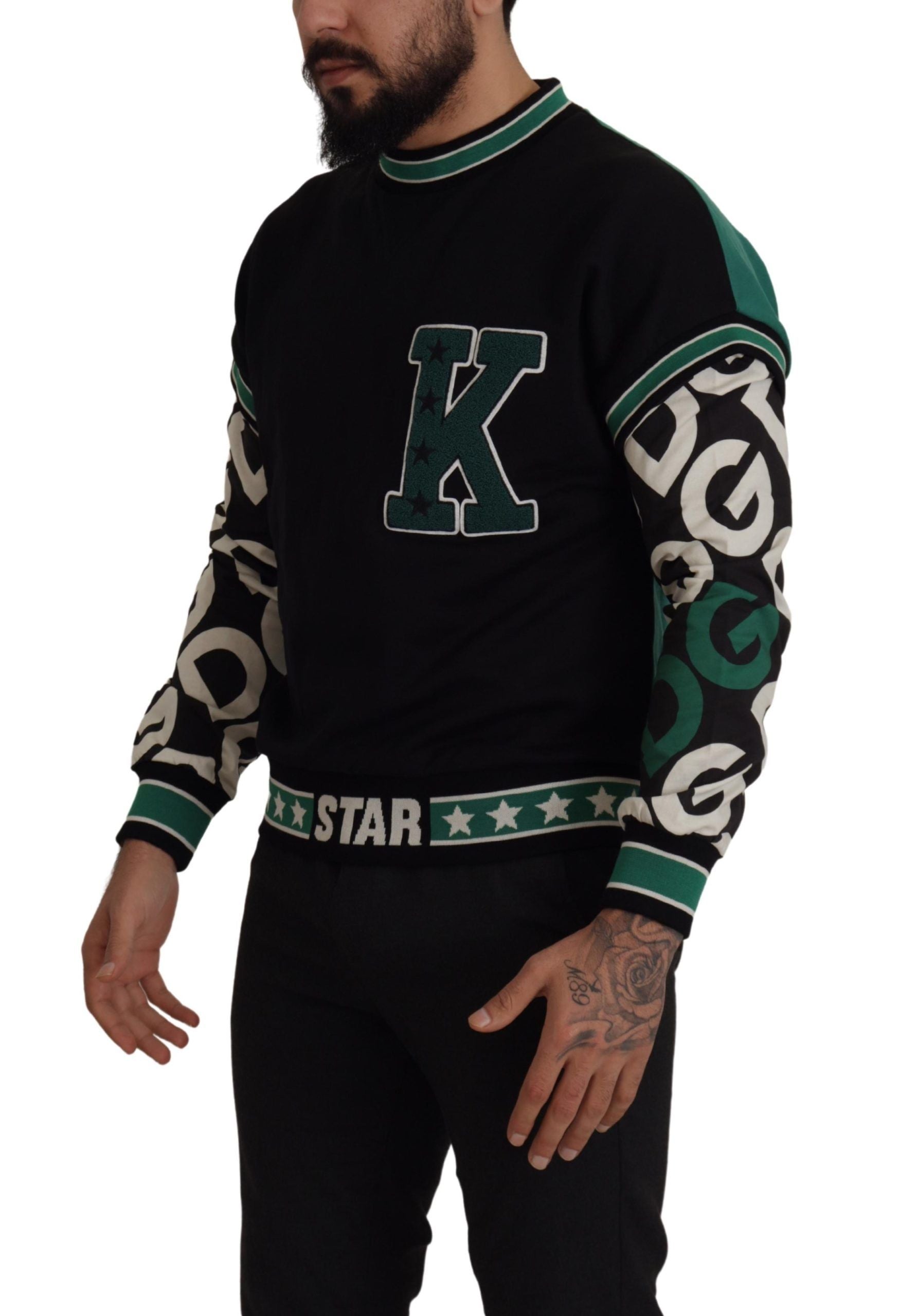 Dolce &amp; Gabbana Regal Pullover mit Rundhalsausschnitt - Schwarz &amp; Grün