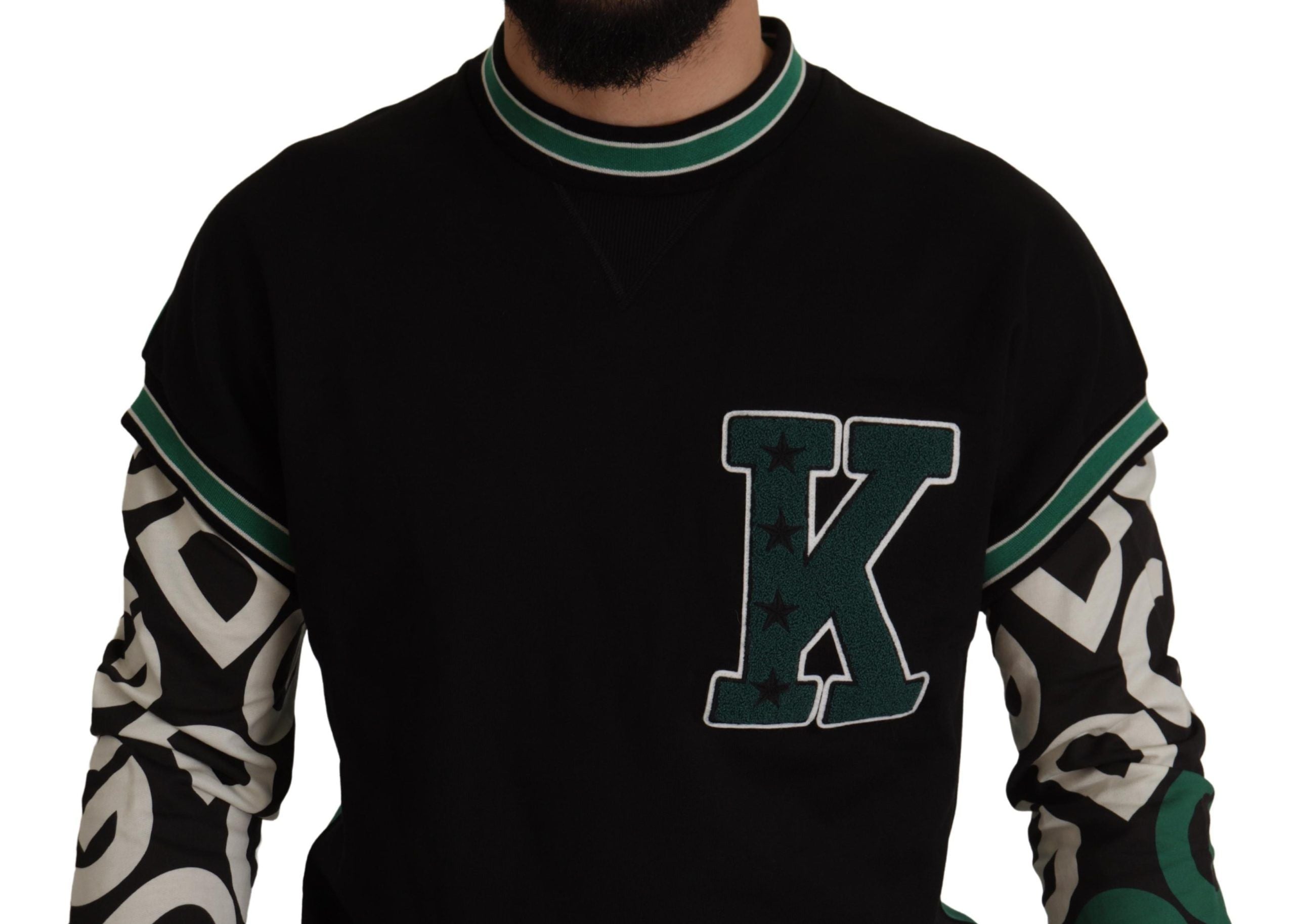 Dolce &amp; Gabbana Regal Pullover mit Rundhalsausschnitt - Schwarz &amp; Grün