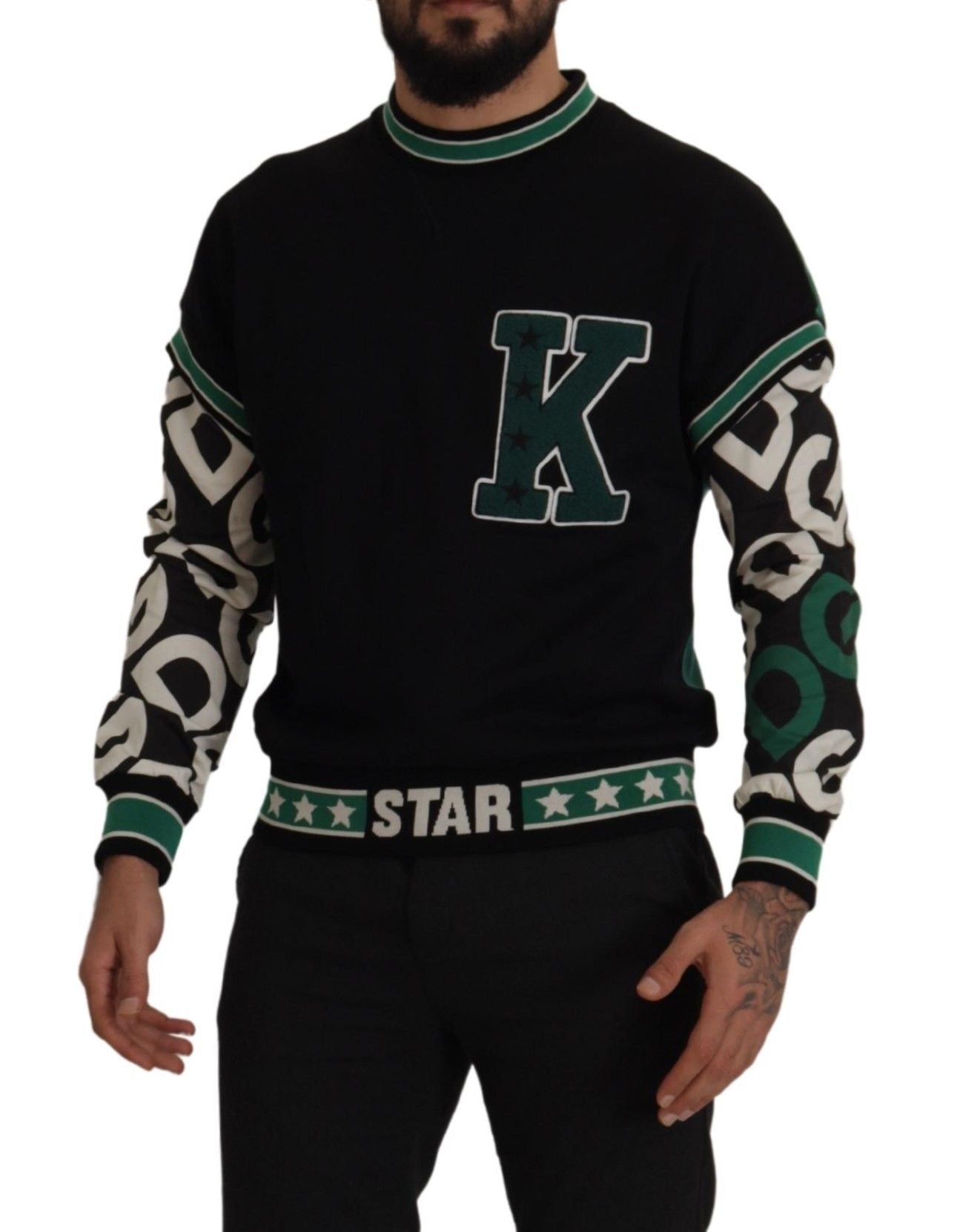 Dolce &amp; Gabbana Regal Pullover mit Rundhalsausschnitt - Schwarz &amp; Grün