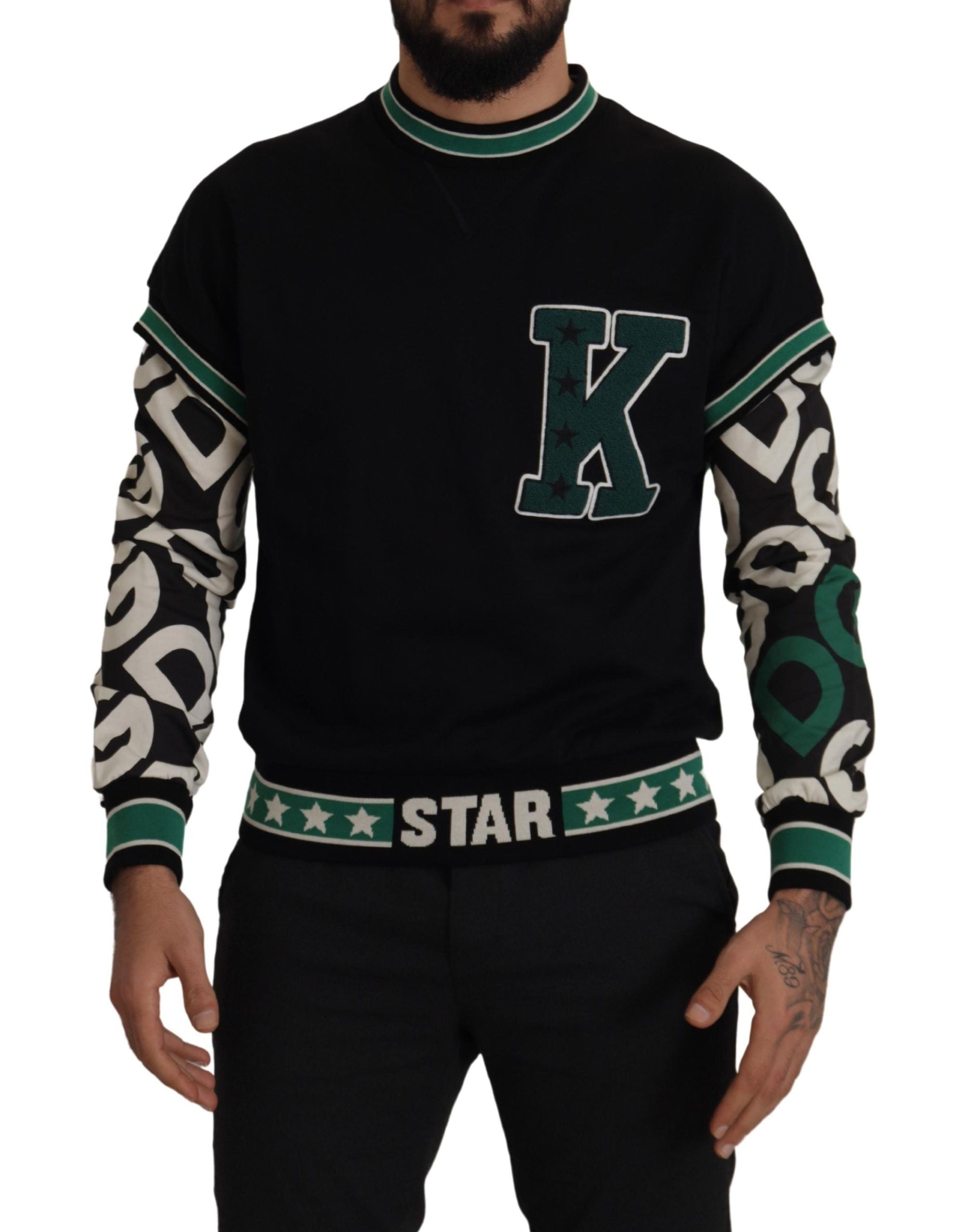 Dolce &amp; Gabbana Regal Pullover mit Rundhalsausschnitt - Schwarz &amp; Grün