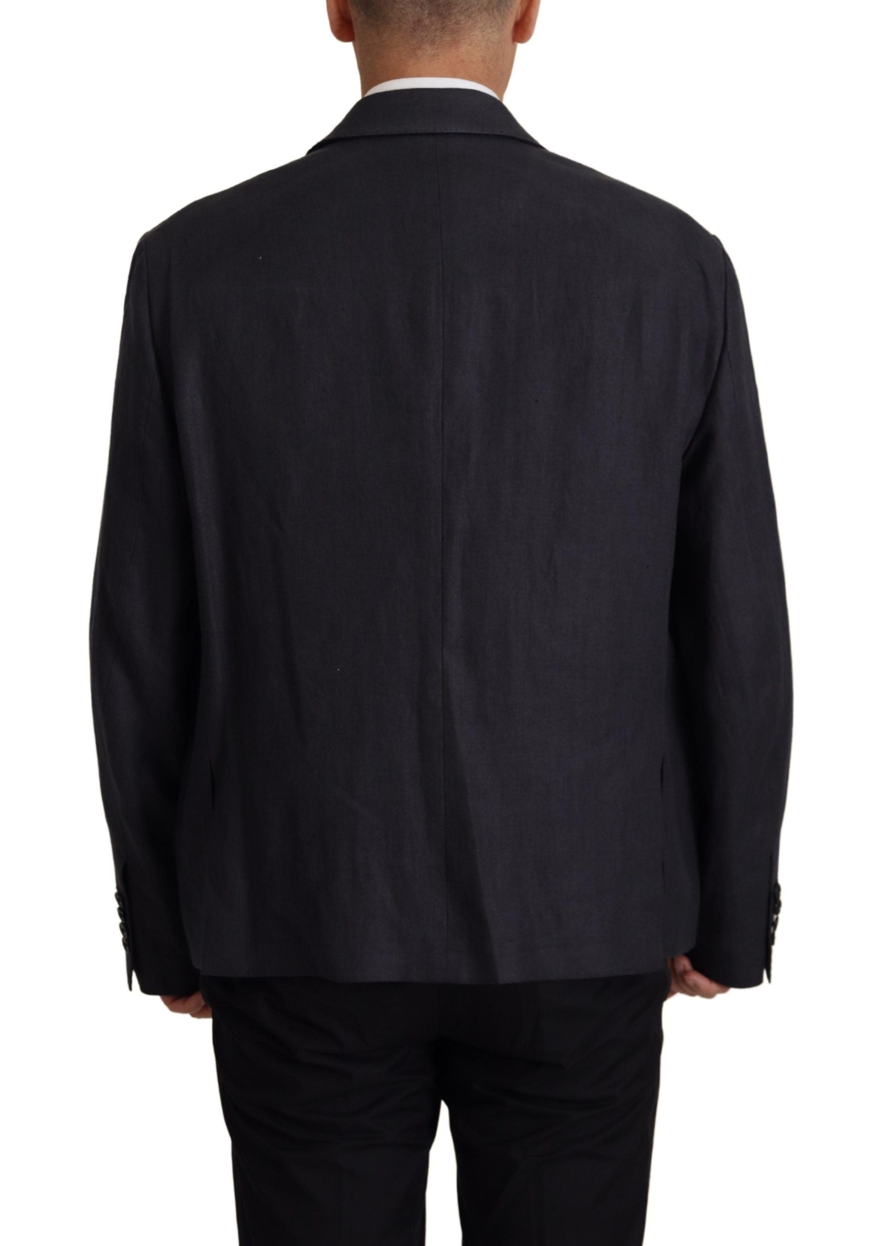 Dolce &amp; Gabbana – Eleganter, zweireihiger Blazer aus marineblauem Leinen