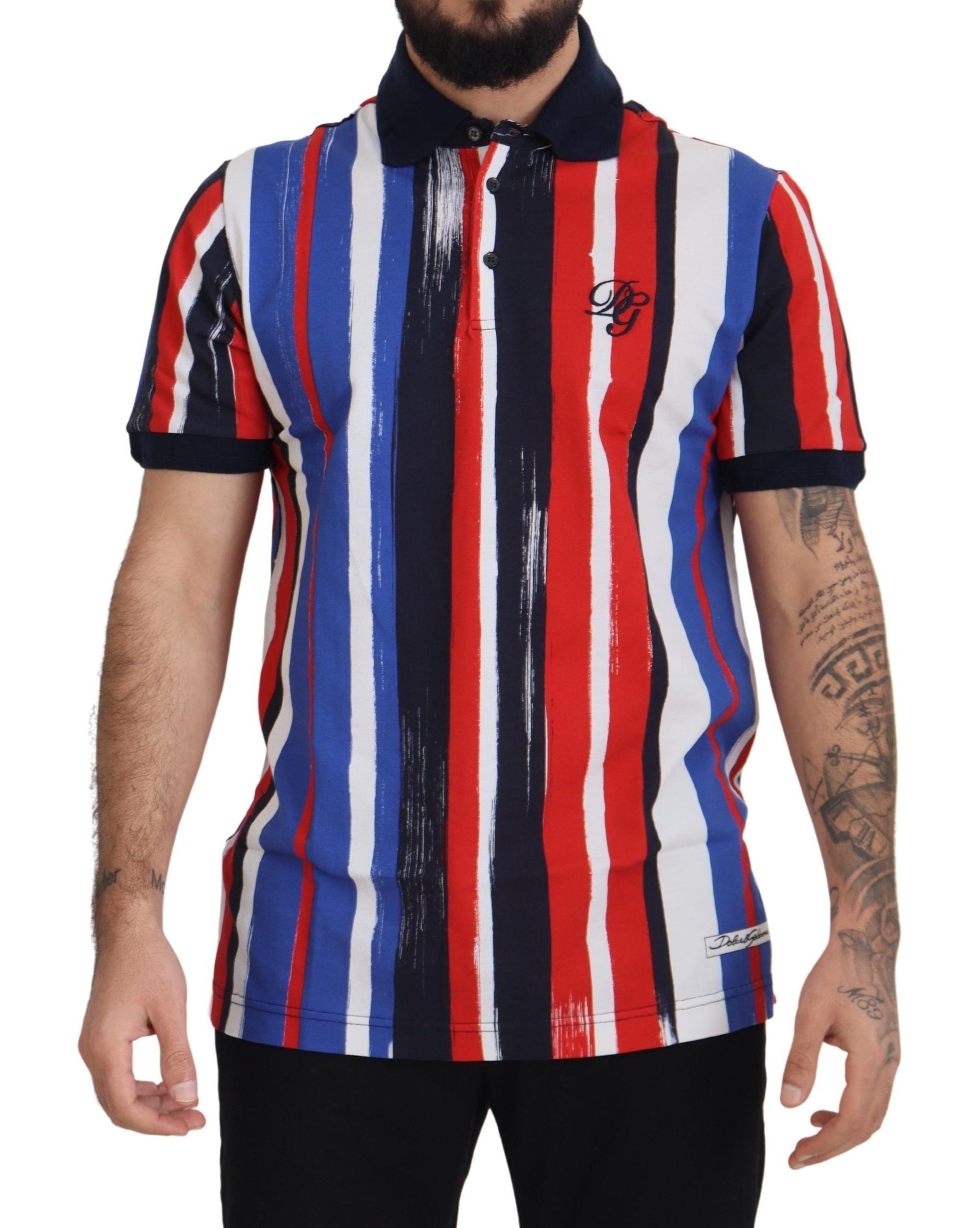 Dolce &amp; Gabbana Elegantes gestreiftes Polo-T-Shirt aus Baumwolle