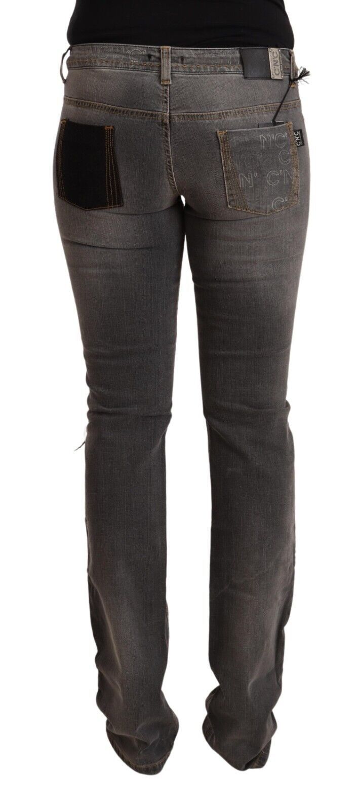 Costume National Chic Graue Skinny Jeans mit niedriger Taille