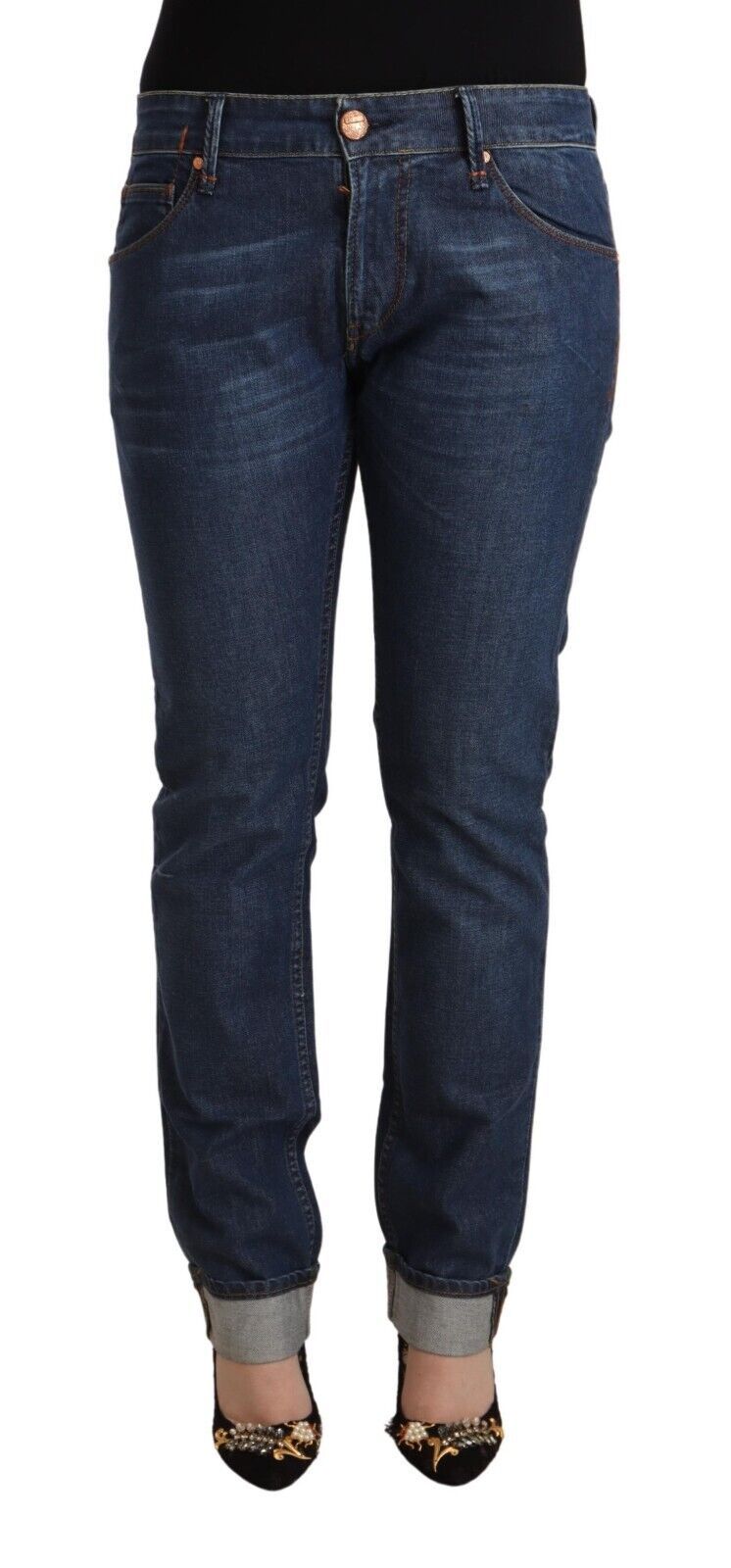 Acht elegante Skinny Denim mit mittlerer Taille