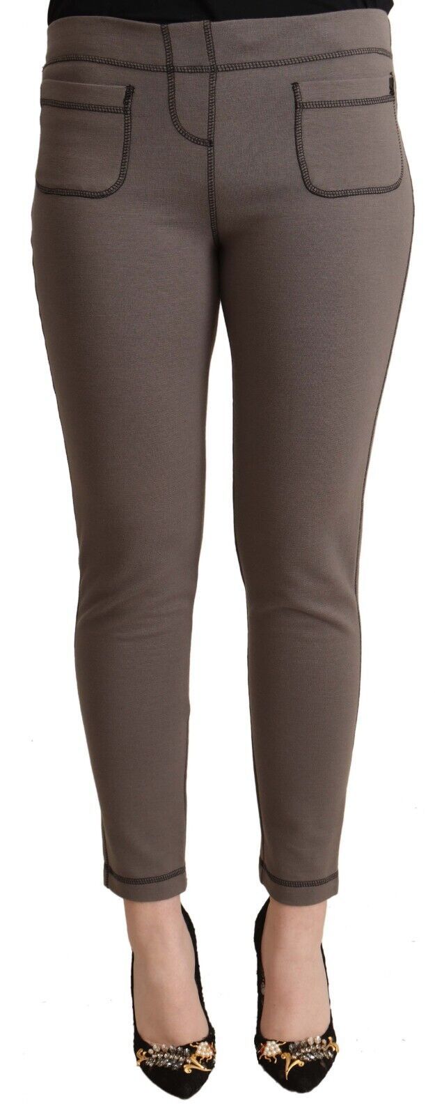 John Galliano Chic Graue Skinny-Hose mit mittlerer Taille für anspruchsvollen Stil