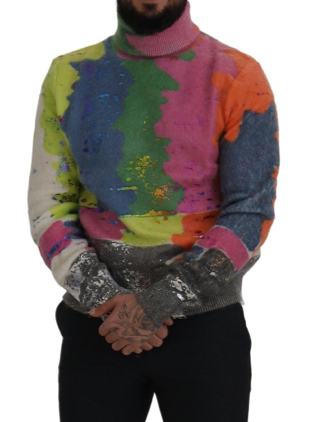 Dolce &amp; Gabbana Mehrfarbiger Rollkragenpullover mit TV-Motiv