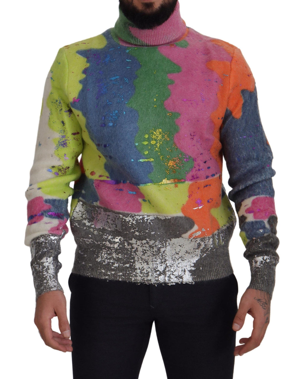 Dolce &amp; Gabbana Mehrfarbiger Rollkragenpullover mit TV-Motiv