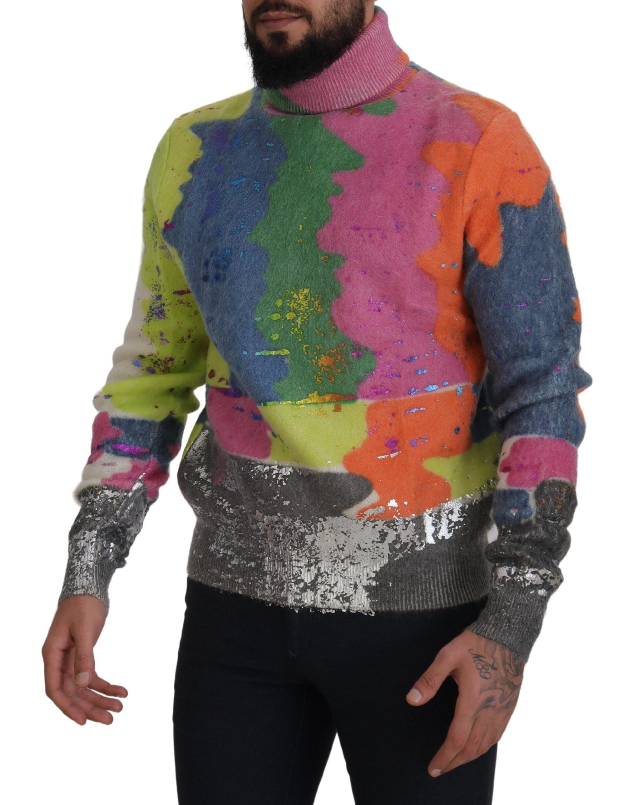 Dolce &amp; Gabbana Mehrfarbiger Rollkragenpullover mit TV-Motiv