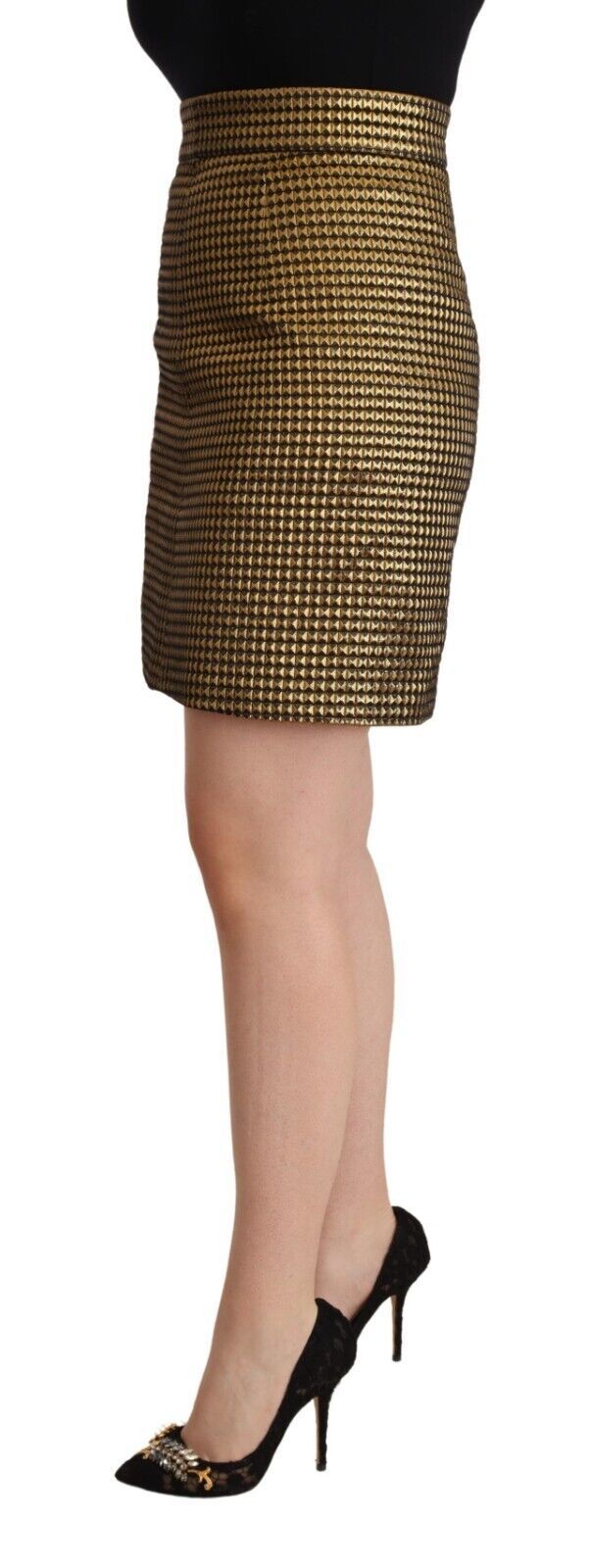 Boutique Moschino Eleganter hoch taillierter gold-schwarzer Rock