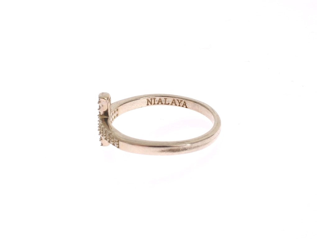 Nialaya Statement-Ring mit Kreuz aus Silber mit Zirkonia
