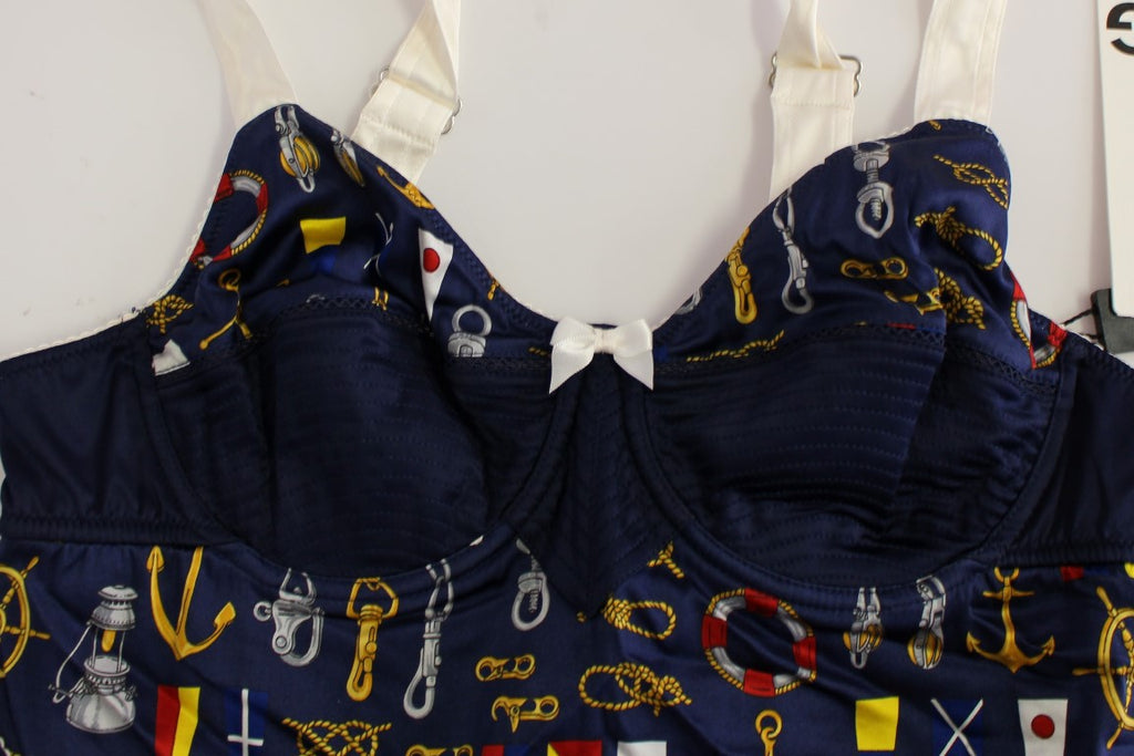 Dolce &amp; Gabbana – Blaues Stretch-Tanktop mit Matrosenmotiv