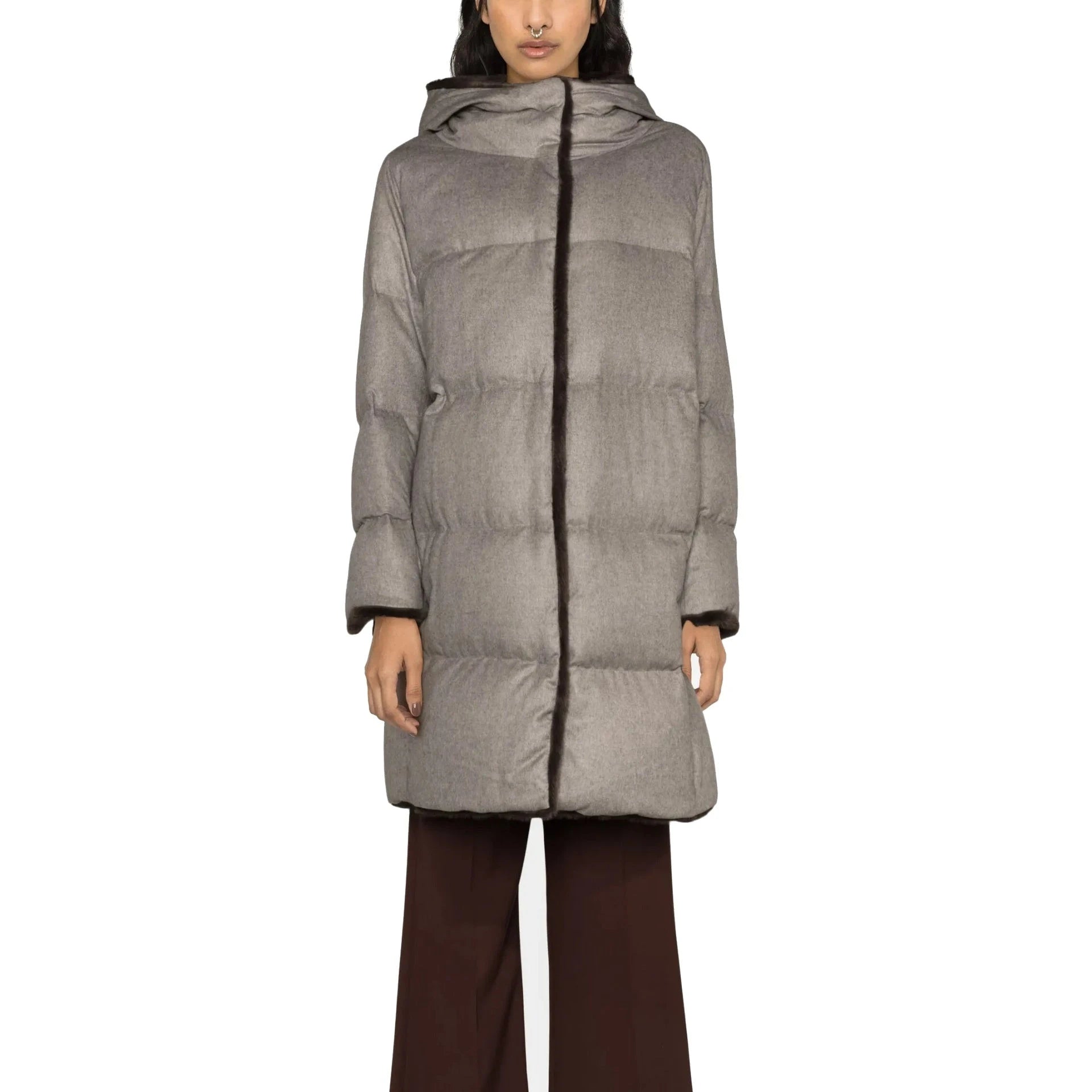 HERNO Faux Fur Trim Padded Coat