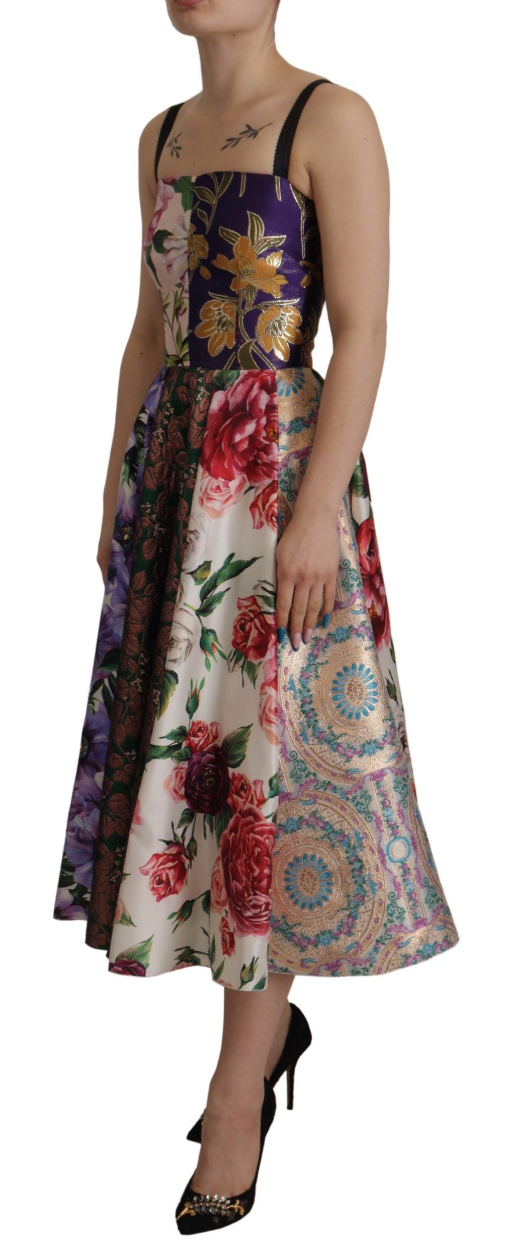 Dolce &amp; Gabbana Patchwork Elegance Seidenmischung Kleid