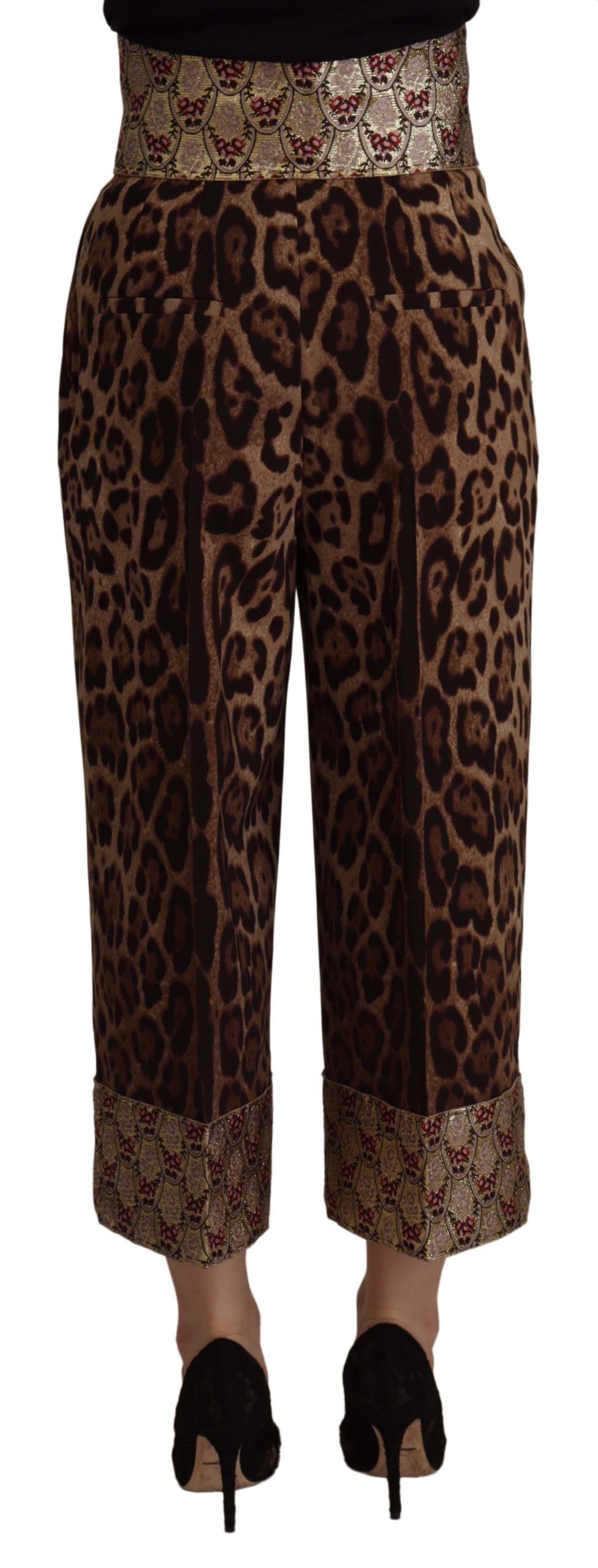 Dolce &amp; Gabbana – Kurze Jacquardhose mit Leopardenmuster und hoher Taille
