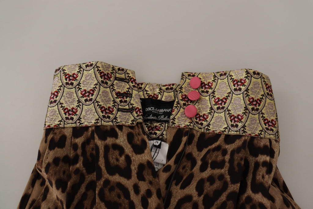 Dolce &amp; Gabbana – Kurze Jacquardhose mit Leopardenmuster und hoher Taille