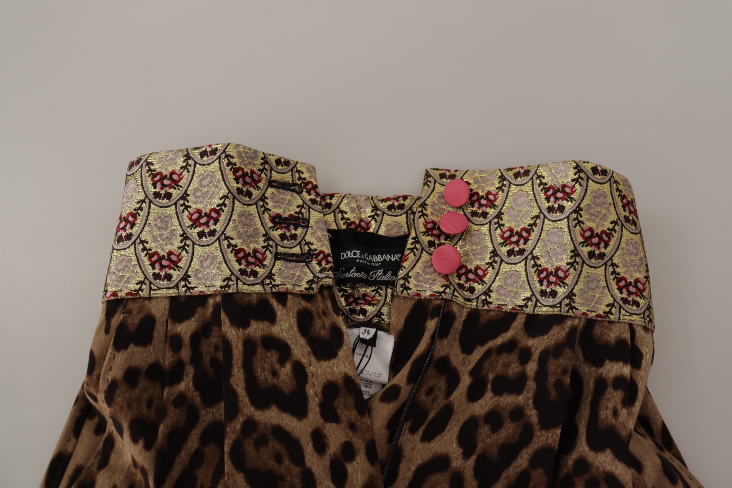 Dolce &amp; Gabbana – Kurze Jacquardhose mit Leopardenmuster und hoher Taille
