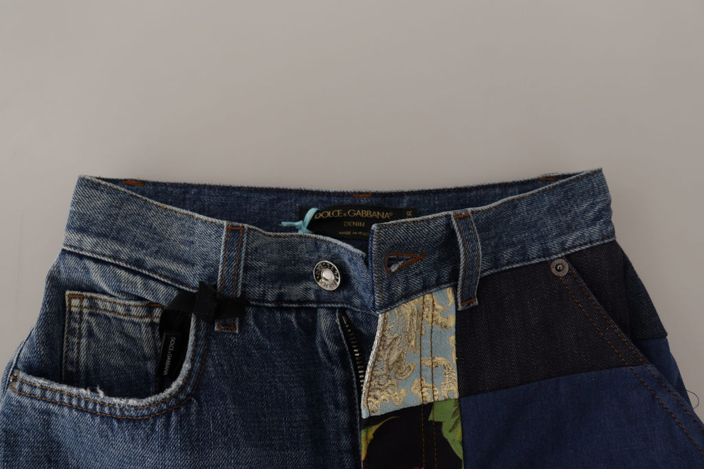 Dolce &amp; Gabbana – Lässige Jeans aus Patchwork-Jacquard-Denim