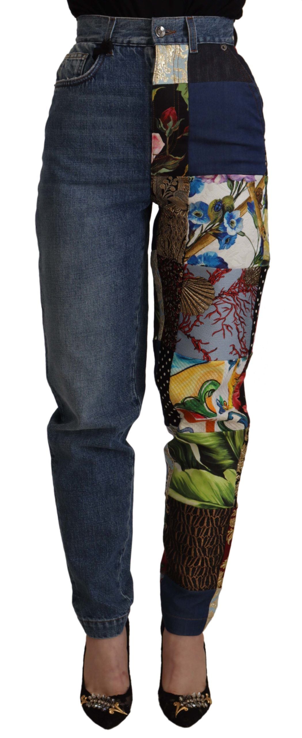 Dolce &amp; Gabbana – Lässige Jeans aus Patchwork-Jacquard-Denim