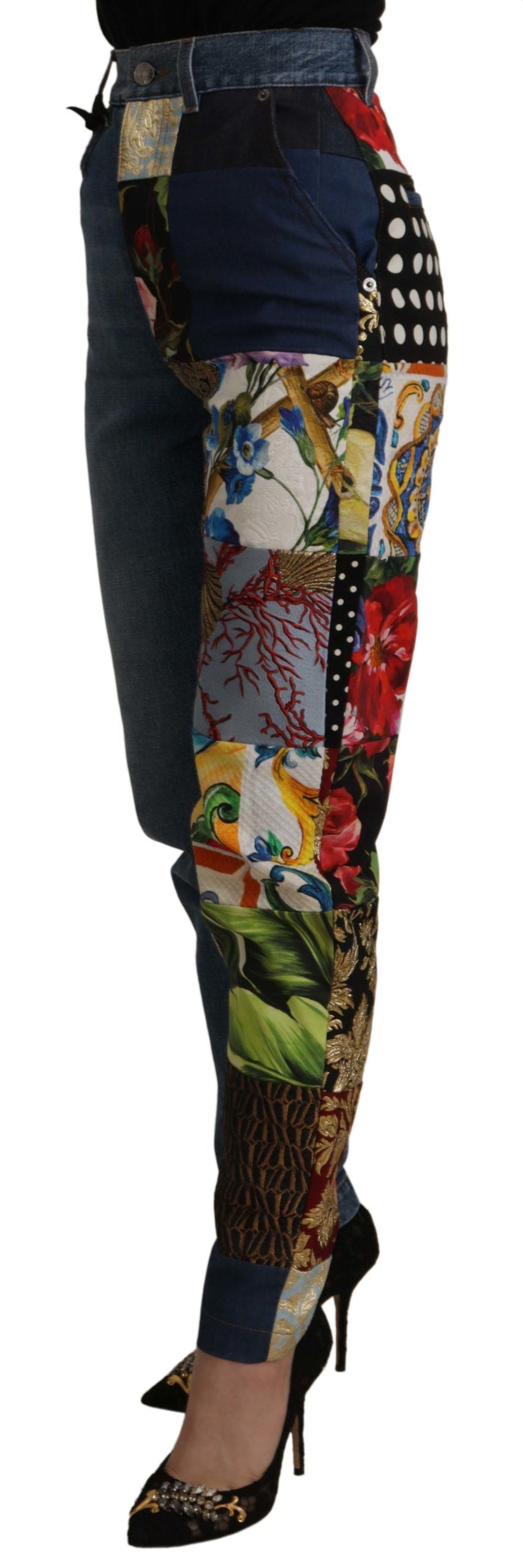 Dolce &amp; Gabbana – Lässige Jeans aus Patchwork-Jacquard-Denim